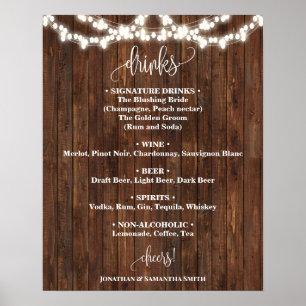Drinks Menü Signatur Land Western Hochzeit Poster