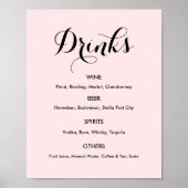 Drinks Menu Wedding Blush Pink Poster (Vorne)