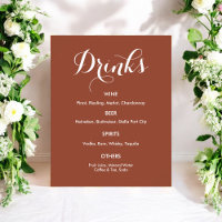 Drinks Menü Wedding Brown White