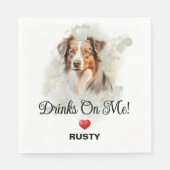Drinks on Me Australian Shephard Wedding Serviette (Vorderseite)