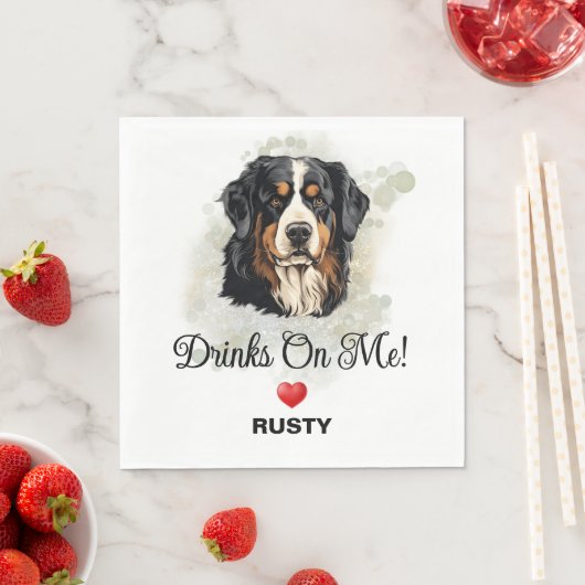 Drinks on Me Bernese Mountain Dog Serviette (Beispiel)
