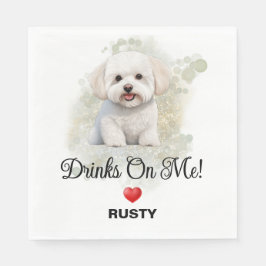 Drinks on Me Bichon Frise Wedding Serviette