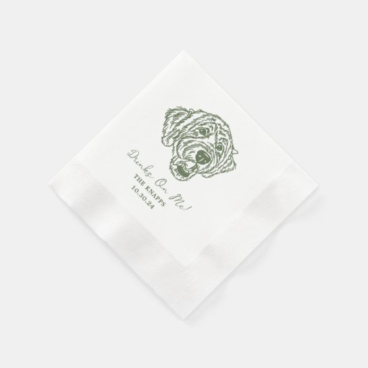 Drinks On Me Custom Dog Drawn Wedding Serviette (Ecke)