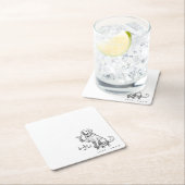 Drinks On Me Cute Dog Coaster Rechteckiger Pappuntersetzer (Vor Ort)