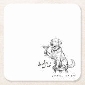 Drinks On Me Cute Dog Coaster Rechteckiger Pappuntersetzer (Vorderseite)