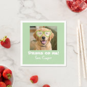 Drinks on Me Cute Fun Dog Photo Modern Green Serviette (Beispiel)