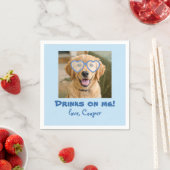 Drinks on Me Cute Fun Photo Modern Dog Wedding Serviette (Beispiel)