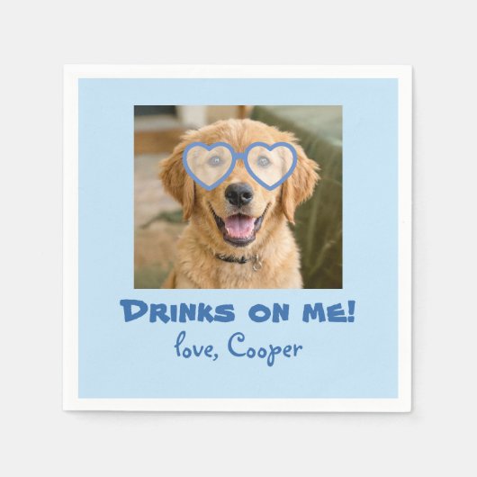 Drinks on Me Cute Fun Photo Modern Dog Wedding Serviette (Vorderseite)