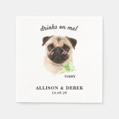 Drinks on Me Cute Template Cat Dog Photo Wedding Serviette (Vorderseite)