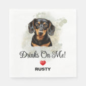 Drinks on Me Dachshund Wedding Serviette (Vorderseite)