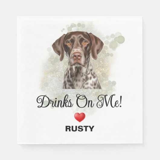 Drinks on Me German Shorthaired Pointer Wedding Serviette (Vorderseite)