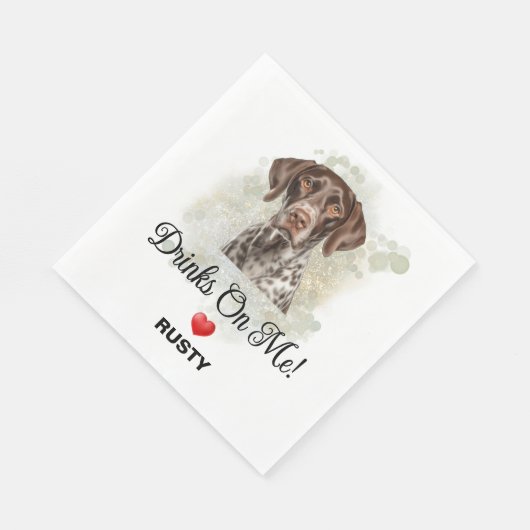 Drinks on Me German Shorthaired Pointer Wedding Serviette (Ecke)
