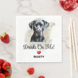 Drinks on Me Great Dane Wedding Serviette