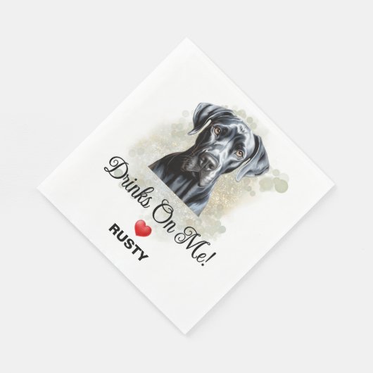 Drinks on Me Great Dane Wedding Serviette (Ecke)