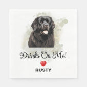 Drinks on Me Newfoundland Dog Photo Serviette (Vorderseite)