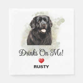 Drinks on Me Newfoundland Dog Photo Serviette