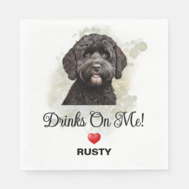 Drinks on Me Portuguese Waterdog Wedding Serviette