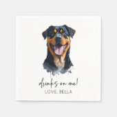 Drinks On Me! Rottweiler Dog Pet Wedding Serviette (Vorderseite)