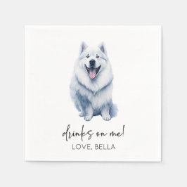 Drinks On Me! Samoyed Dog Pet Wedding Serviette
