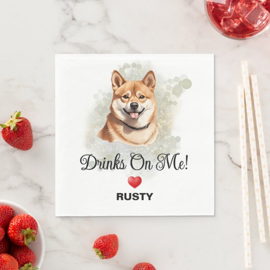 Drinks on Me Shiba Inu Wedding Serviette (Beispiel)