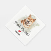 Drinks on Me Shiba Inu Wedding Serviette (Ecke)