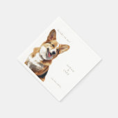 Drinks on Me Welsh Corgi Pet Wedding  Serviette (Ecke)