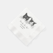 Drinks On Us Custom Cat Drawn Wedding Serviette (Ecke)