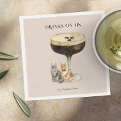 Drinks On Us | Cute Pet Cat Wedding Serviette