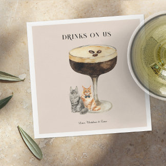 Drinks On Us | Cute Pet Cat Wedding Serviette