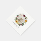 Drinks on Us Modern Cute Pet Photo Floral Wedding Serviette (Ecke)