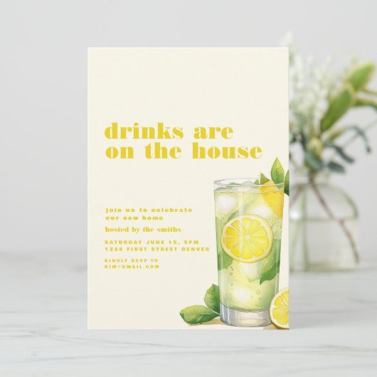 Drinks sind auf dem House Summer Party Invite Einladung (Stehend Vorderseite)