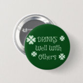 Drinks St. Patricks Day Funny Green Button (Vorne & Hinten)