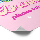 Drinks Table Disco Ball Retro Groovy Birthday Poster (Ecke)