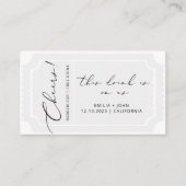 Drinks Ticket Moderne kalligraphische Hochzeitkart Begleitkarte (Vorderseite)