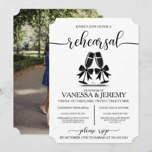 Drinks und Bows Probe Abendessen Einladung (Vorne/Hinten)