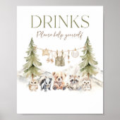 Drinks Woodland Adventure Boy Baby Shower Poster (Vorne)