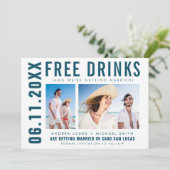 Drinks Zwei Fotos Strand Hochzeit Save the Date Ankündigung (Stehend Vorderseite)