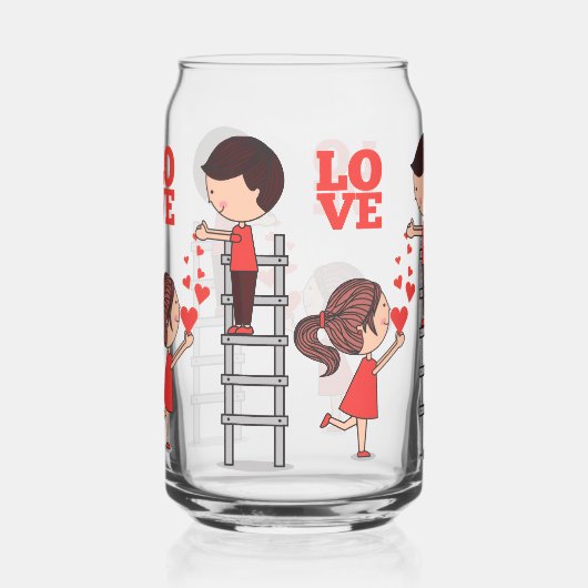 Drinkware Set Couple Love Red Hearts Dosenglas (Rechts)