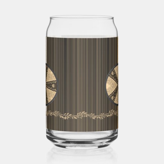 Drinkware Set Earth Tone Brown Beige Floral Dosenglas (Rechts)