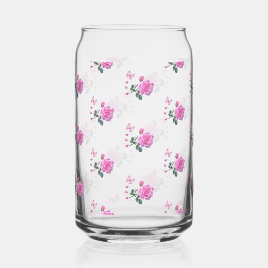 Drinkware Set Pink Rose Butterfly Dosenglas (Vorderseite)