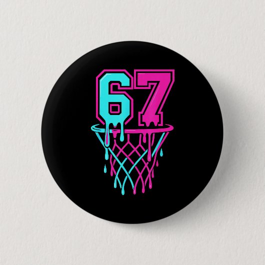 Drip 67 Basketball Six Seven Meme Game Day 6 7 Tee Button (Vorderseite)