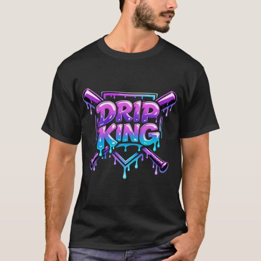 Drip King Baseball-Typografie T-Shirt (Vorderseite)