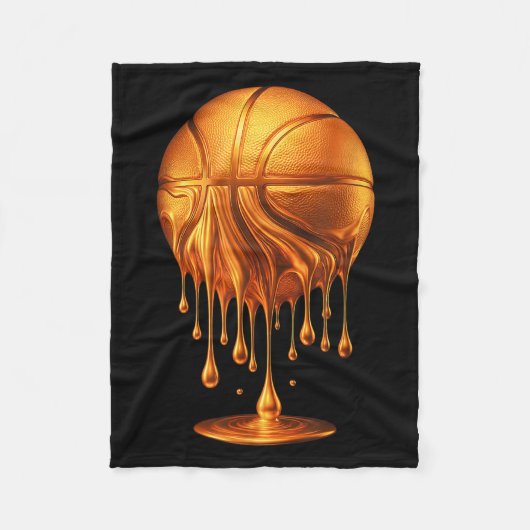 Dripng Gold Basketball Ball Hoop Net Slam Dunk Mvp Fleecedecke (Vorderseite)