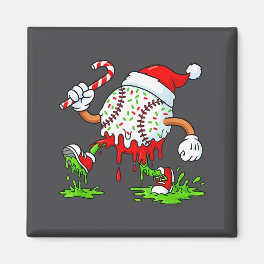 Dripng Ice Cream Baseball Santa Hat, Xmas Pajama K Magnet (Vorne)