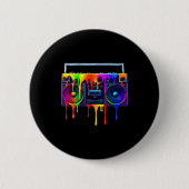Dripng Paint Boombox Funny Old School 80s Music Hi Button (Vorderseite)