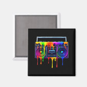 Dripng Paint Boombox Funny Old School 80s Music Hi Magnet (Vorderseite/Rückseite)