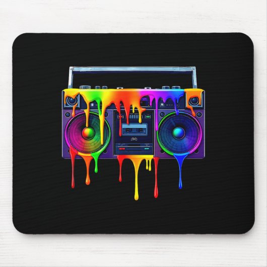 Dripng Paint Boombox Funny Old School 80s Music Hi Mousepad (Vorne)