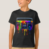 Dripng Paint Boombox Funny Old School 80s Music Hi T-Shirt (Vorderseite)