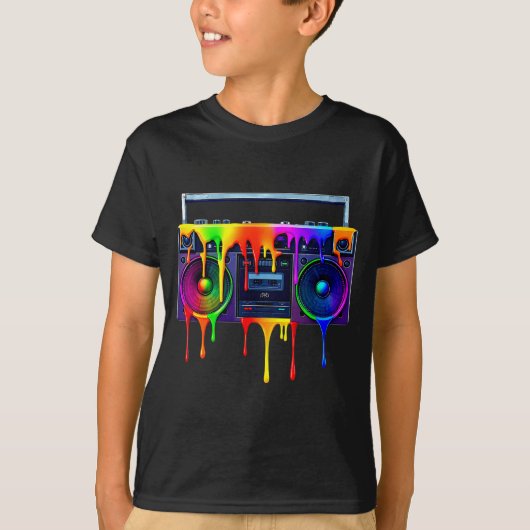 Dripng Paint Boombox Funny Old School 80s Music Hi T-Shirt (Vorderseite)