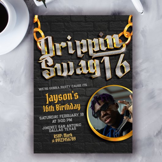 Drippin Swag 16 mit Foto Einladung